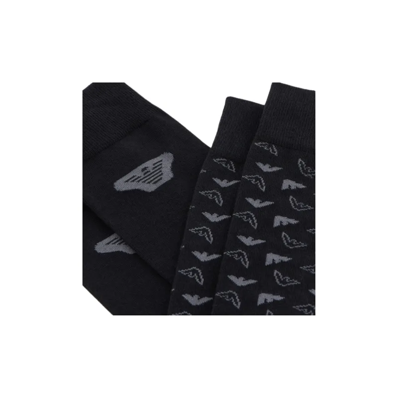 EMPORIO ARMANI Mid Calf Socks Men's 2 Pack Black-1