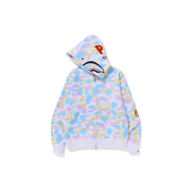 Bape New Multi Camo 2nd Shark Full Zip Hoodie-3