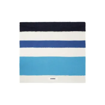 Jacquemus Cotton Knit Scarves Women's Gray White And Blue