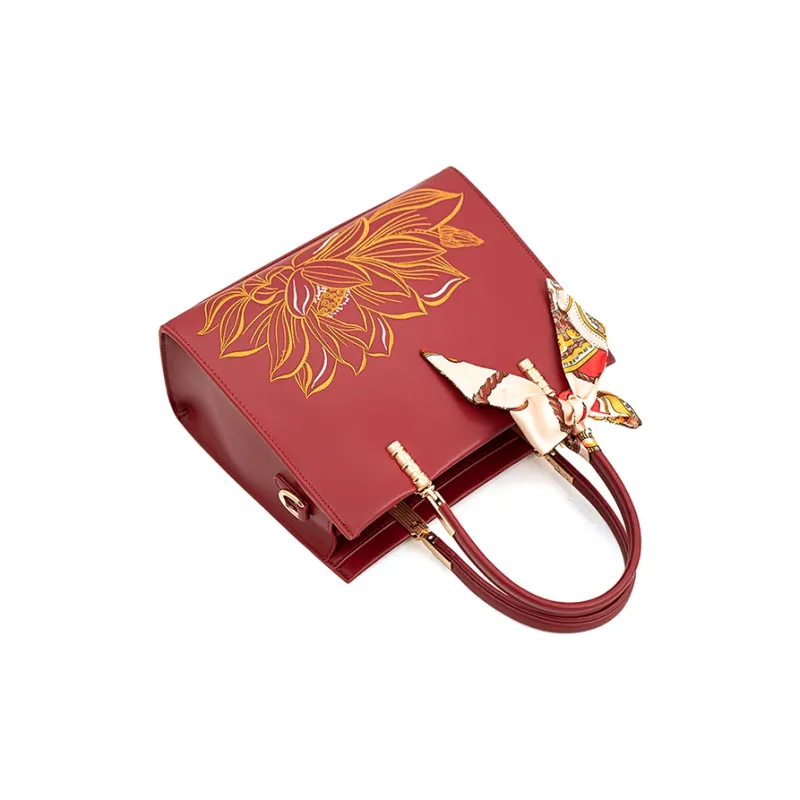 Vigno Synthetic Leather Shoulder Bag Crossbody Bag Handbag Medium Size Women's Red-2