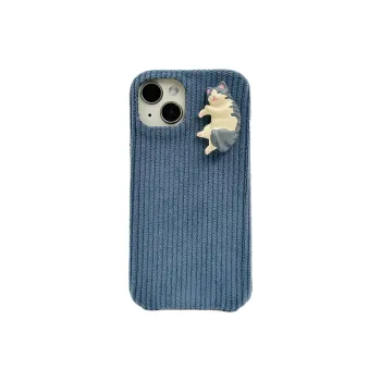 Sopi Acrylic Material Corduroy 3D Effect Kitten Phone Cases Compatible With IPhone 16/15 Pro Max/Apple 13/14 Pro Max/12