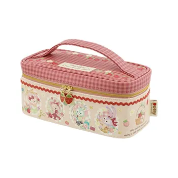 Disney 2024 Duffy And Friends Heart-shaped Strawberry Collection PU Leather Makeup Bag Regular Unisex Pink
