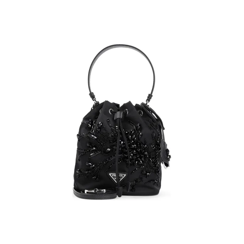 PRADA Polyamide Bucket Bag, Shoulder Bag, Crossbody Bag, Handbag Women's Black-0