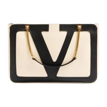 Valentino Sheepskin Crossbody Bag Shoulder Bag Medium Size Women's Butter White & Black