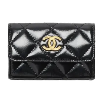 CHANEL Lambskin Card Holder Women's Black