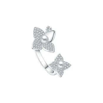BABYBEI 925 Sterling Silver Pearl Open Ended Fresh Versatile Ethereal Refined Niche Design Rings Women's