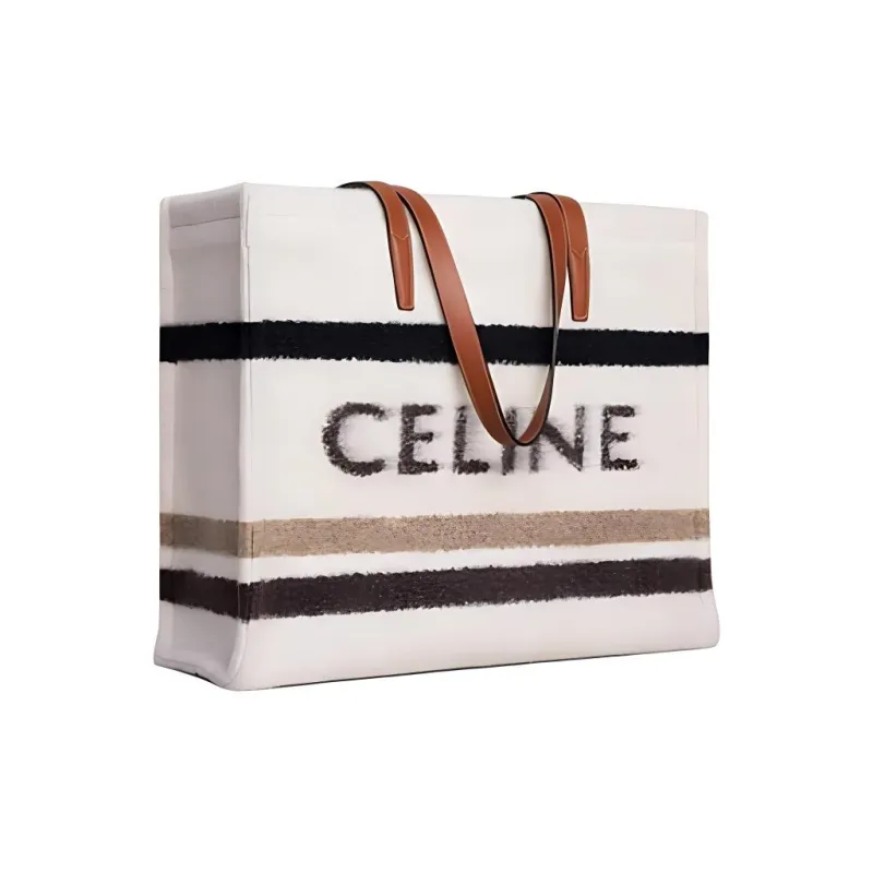 CELINE Fabric Tote Bag Shopping Bag Handbag Large Size Men's Beige & Black-2