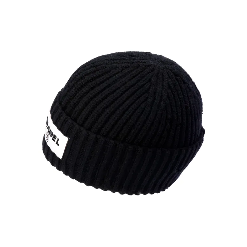 CHANEL Wool Beanies Unisex Black-1