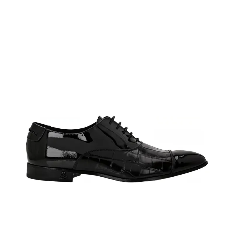 PHILIPP PLEIN Crocodile-effect Leather Oxford Shoes-1