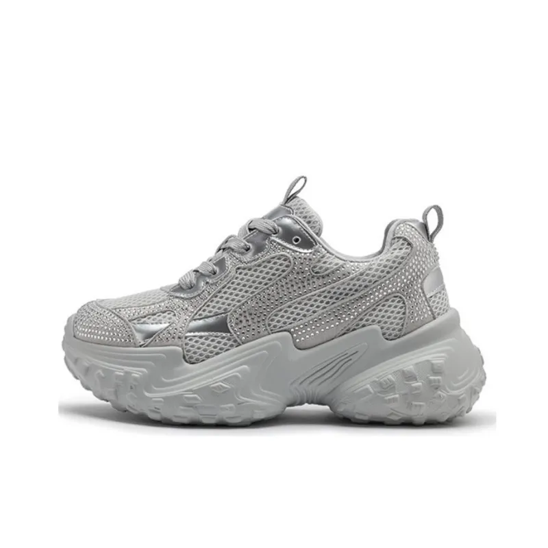 AGSDON Cushioned Slip Resistant Low Top Chunky Sneakers Women's Beige-20
