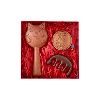 XIBI Golden Sandalwood Padauk Comb Straight Hair Three-Piece Set