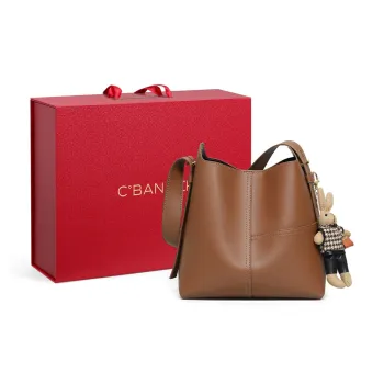 C°BANNER Split Cow Leather With Synthetic Leather Handbag, Shoulder Bag, Bucket Bag Regular Women's Caramel