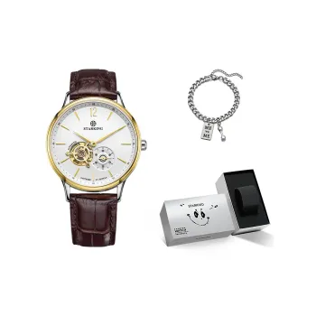 STARKING Automatic Mechanical Movement Stainless Steel Watchband Watch Unisex White Dial