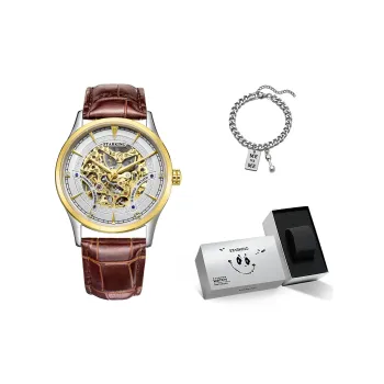 STARKING Automatic Mechanical Movement Stainless Steel Watchband Watch Men's Watches Cut Out Dial