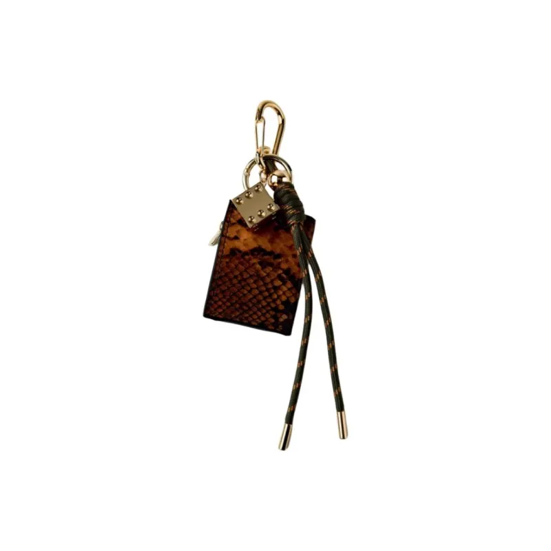 ZARA Leather Keychain Bag Accessory Mini Women's Gold-3