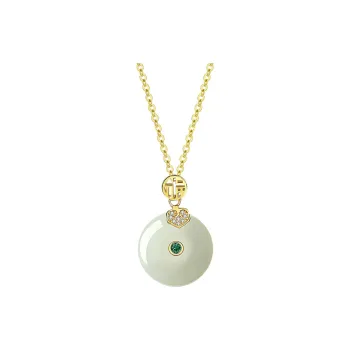 WEITIANXUAN Hetian Jade Necklaces Pale Greenish White Jade Women's