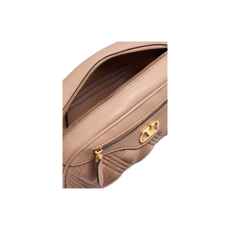 Valentino Embossed Goat Skin Shoulder Bag Crossbody Bag Women's Cinnamon Pink-4
