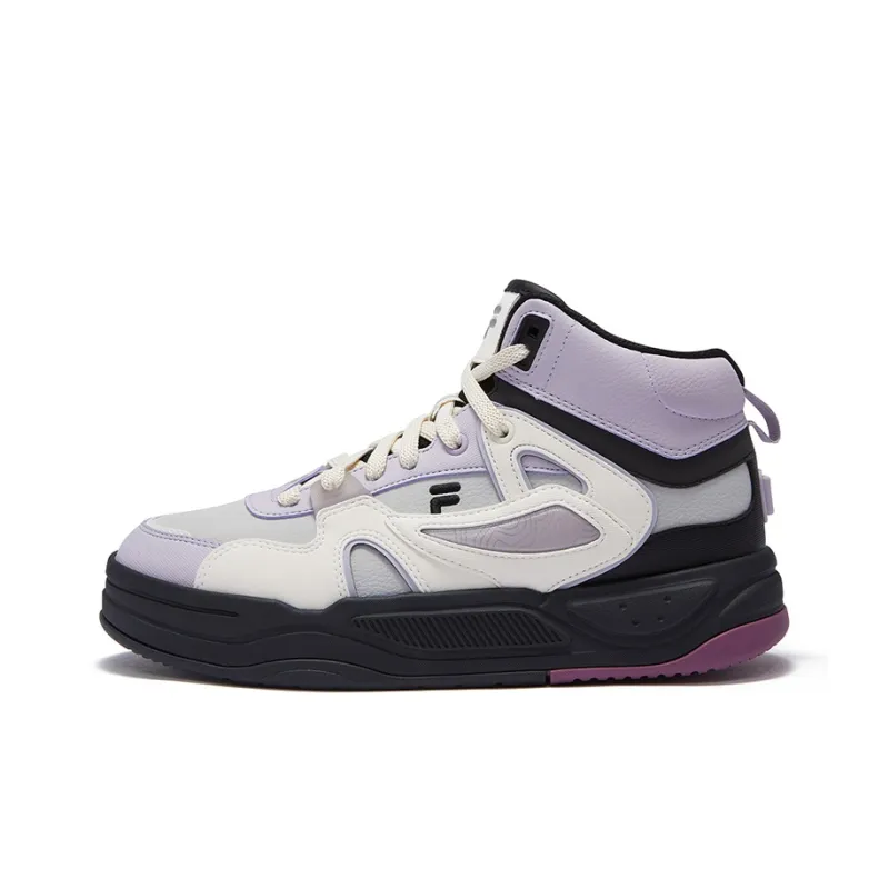FILA FUSION BANK II Slip-Resistant High-Top Skateboard Shoes Women's Gray Purple-0