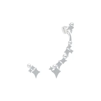 BABYBEI 925 Sterling Silver 18K White Gold Plated Shell Pearl Earrings Women's