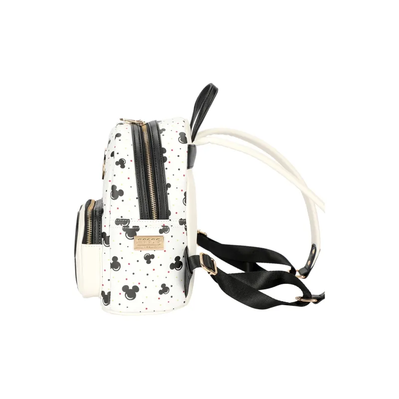 MESUCA Disney Collection Synthetic Leather Backpack Regular Unisex White Black-3