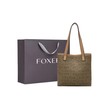 FOXER Synthetic Leather Magnetic Closure Shoulder Bag Tote Regular Women's Khaki