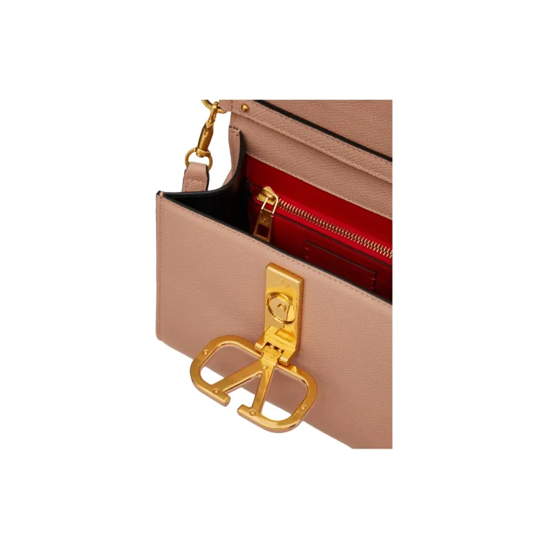 Valentino VSLING Grain Calfskin Shoulder Bag, Crossbody Bag, Handbag Trumpets Women's Cinnamon Pink-6