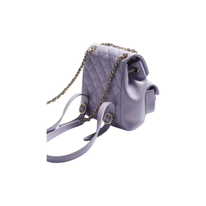 CHANEL Duma Grain Embossed Calfskin & Metal Backpack Trumpets Women's Taro Purple-2