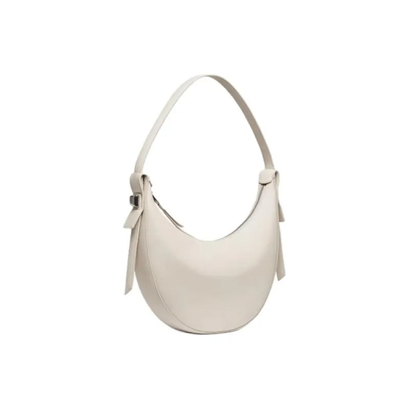 ZESH RACHEL Collection Moon Shaped Bag Advanced Handbag Shoulder Bag Medium Size Women's Elephant Gray/Ecru/Black-4