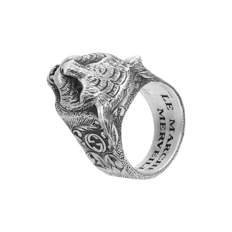 GUCCI 925 Sterling Silver Rings Men's-2