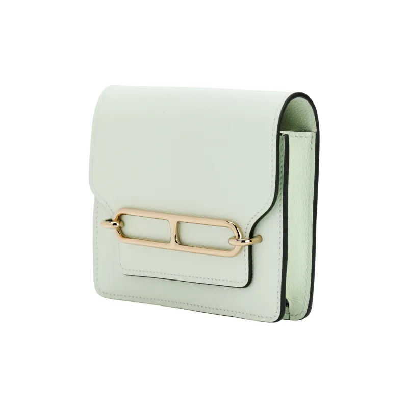 HERMES Roulis Evercolor Calfskin Pig Nose Coin Purse, Card Holder, Fanny Pack, Wallet Women's 0S Vert Fizz Bubble Green-3