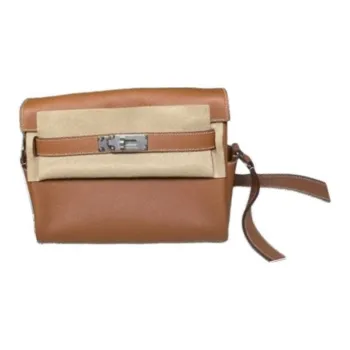 HERMES Kelly Messenger Evercolor Leather Shoulder Bag Crossbody Bag Small Size Unisex 37 Gold Gold Brown