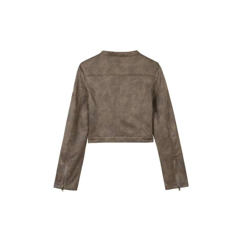 ZXZA Leather Jacket Women's Brown-2