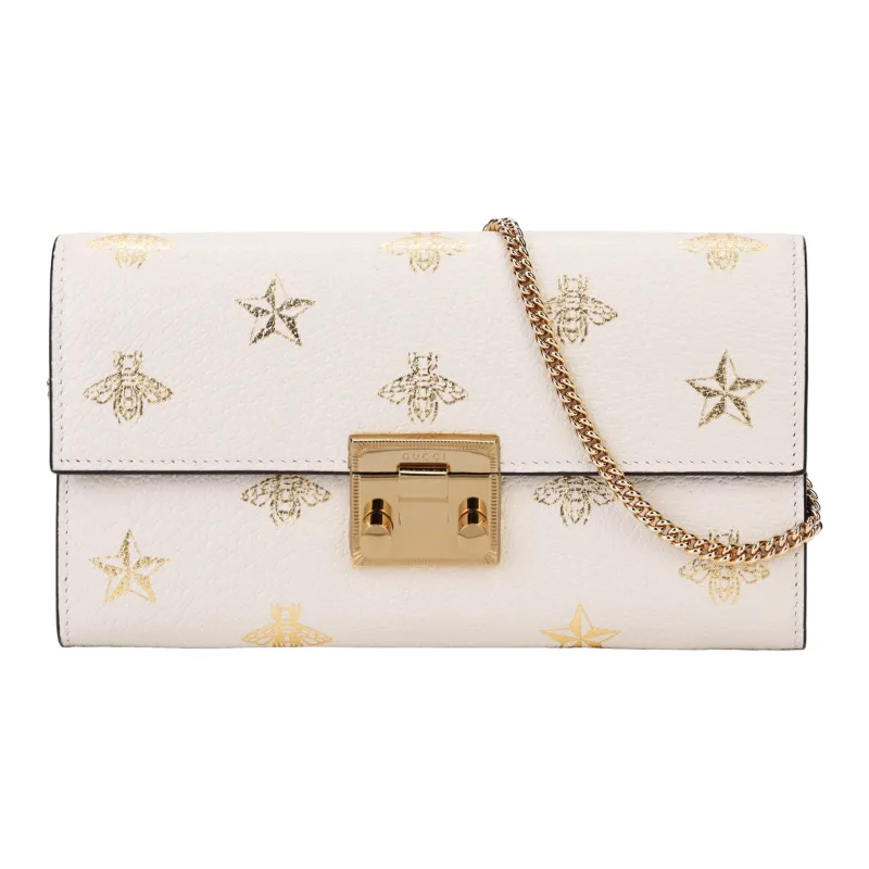 GUCCI Padlock Cow Leather Lock Wallet Handbag Shoulder Bag Clutch Shoulder Bag Women's White-1