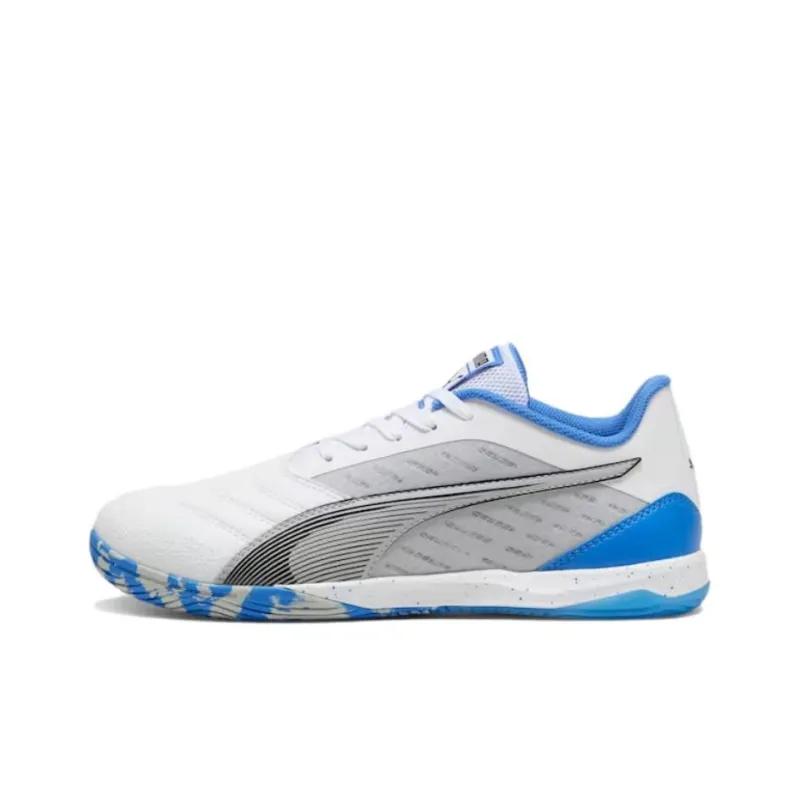PUMA Anti Slip Wear Resistant Soccer Shoes Men's White Gray Blue-0