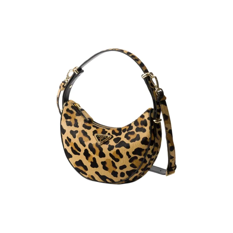 PRADA Arque Printed Leather Shoulder Bag, Handbag, Shoulder Bag Women's Honey-1