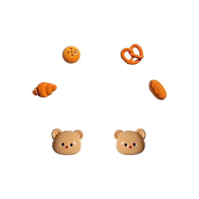 Muyan Alloy Bear Toast Stud Earrings Women's-4