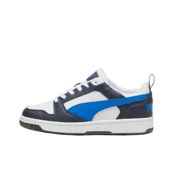 PUMA Rebound V6 Lo Anti Slip Wear Resistant Low Top Kids' Skateboarding Shoes White Blue Teenagers