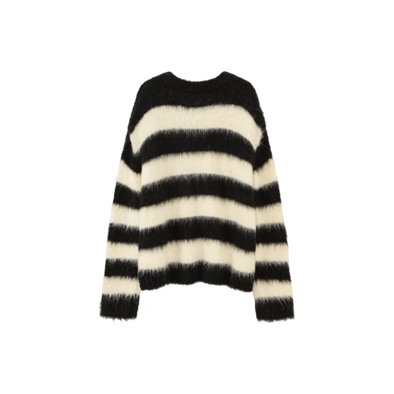 CHUU 24FW Knitwear Women's Black White Stripes-1