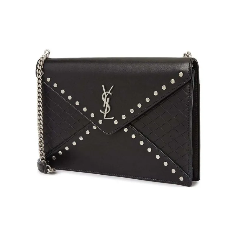 SAINT LAURENT Monogram Lambskin Envelope Bag, Crossbody Bag, Shoulder Bag Women's Black-2