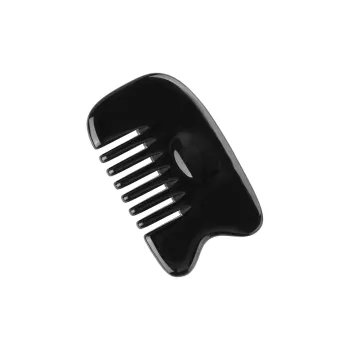 XIBI Black Buffalo Horn Full Body All-over Massage Comb For Head And Body Meridians Six-Tooth Comb Straight Hair