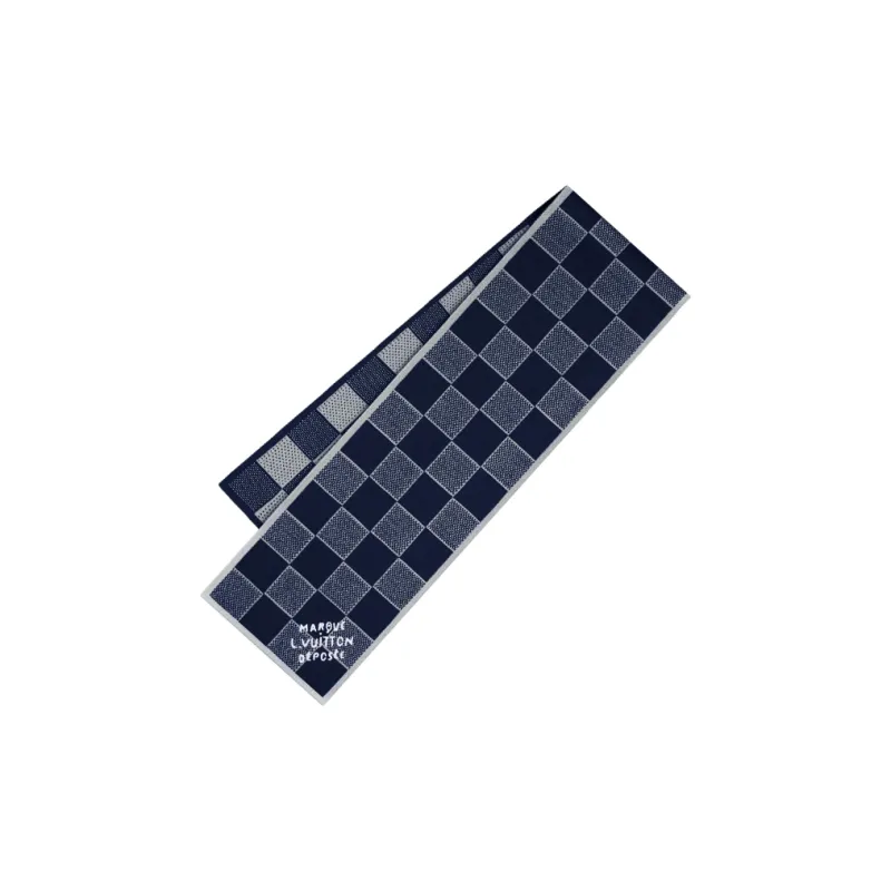 LOUIS VUITTON Wool Knit Scarves Men's Marine Blue-1