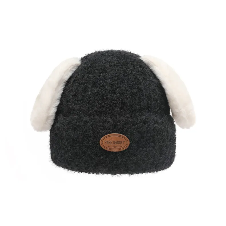 FREE RABBITⅡ Thickened And Fleece Lined Warm Pullover Knitted Hat Casual Cartoon Beanie Unisex-4