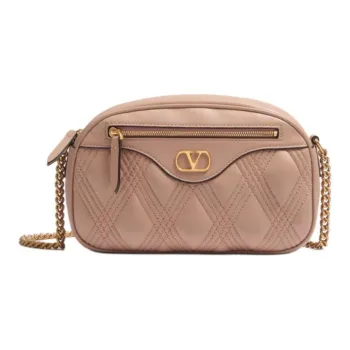 Valentino Embossed Goat Skin Shoulder Bag Crossbody Bag Women's Cinnamon Pink