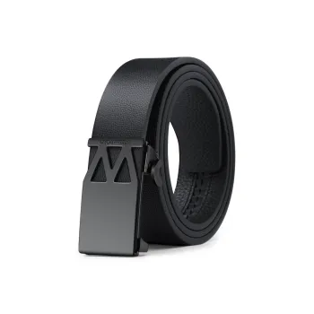 WilliamPOLO Cow Leather Belt Men's Black Matte 3.4cm Wide