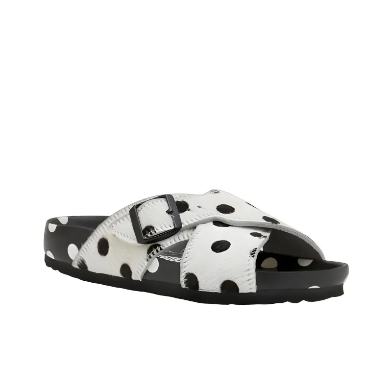 Birkenstock Rodra Fur MANOLO BLAHNIK Black White Dot-3