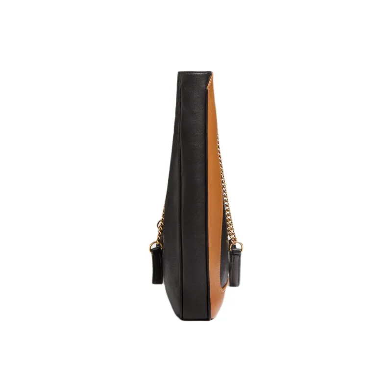 Valentino Sheepskin Handbag Shoulder Bag Large Size Men's Black & Brown-2