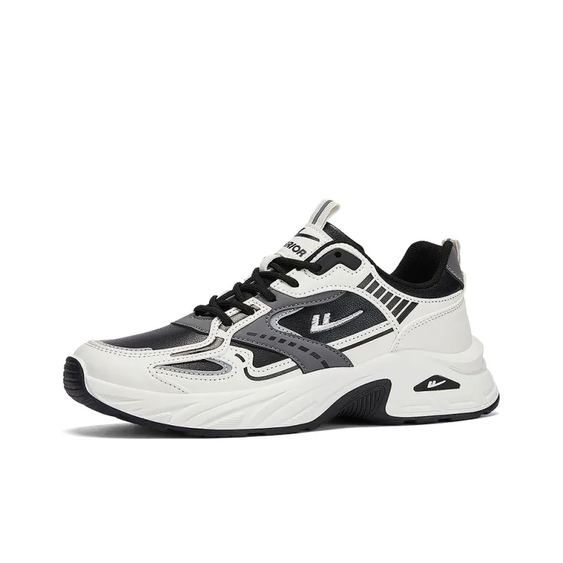 Warrior Anti Slip And Wear Resistant Height Increasing Low Top Chunky Sneakers Men's Beige Black-1