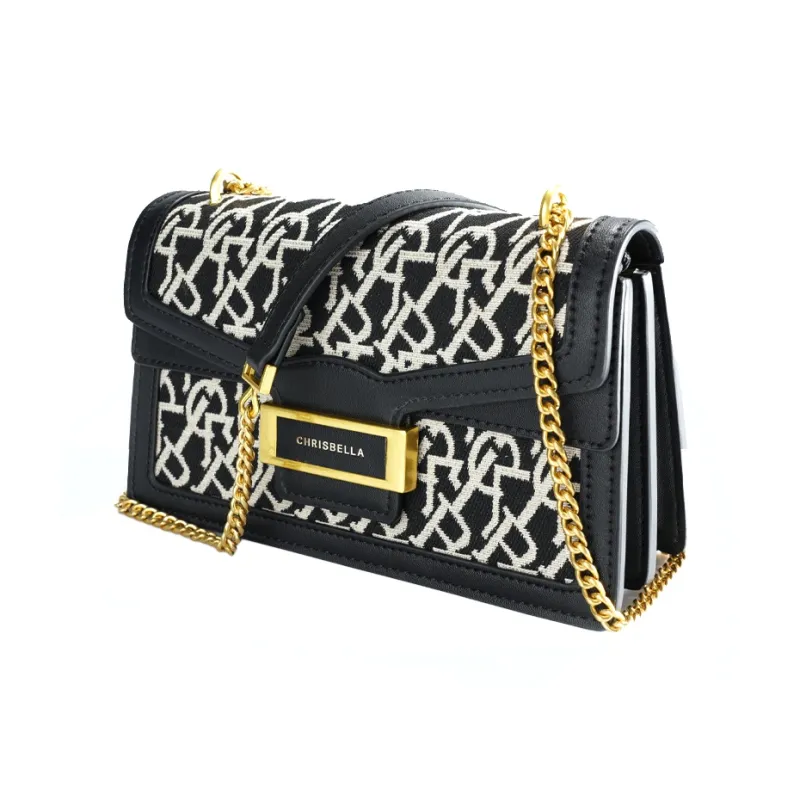 CHRISBELLA Fabric, PU Shoulder Bag, Crossbody Bag Regular Unisex Black-1