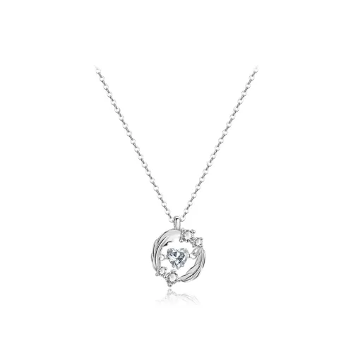 WANLIACC S999 Fine Silver Feather With You Companion Necklace Women's