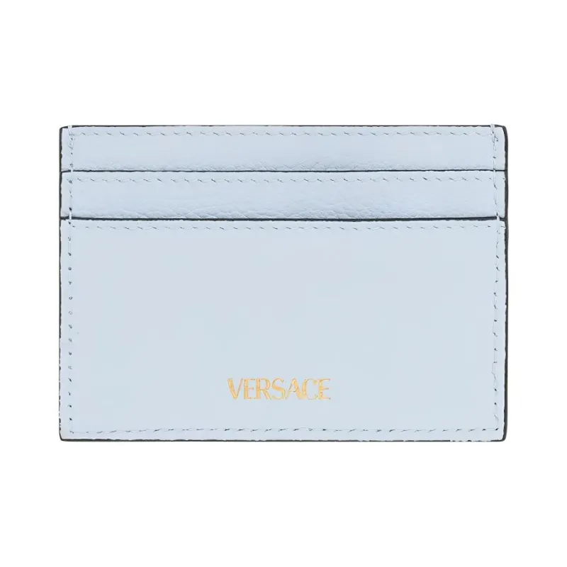 VERSACE La Medusa Cow Leather Card Clip Card Holder Women's Light Blue-1